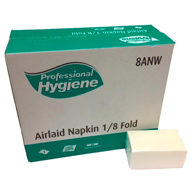 Napkins White 1/8 FOLD Airlaid 1000's